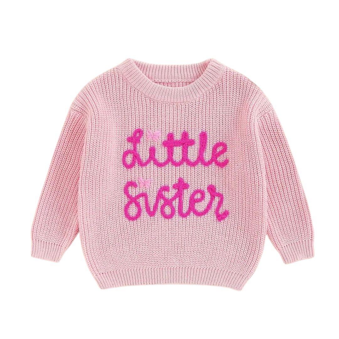 Pink Little Sister Embroidered Sweater