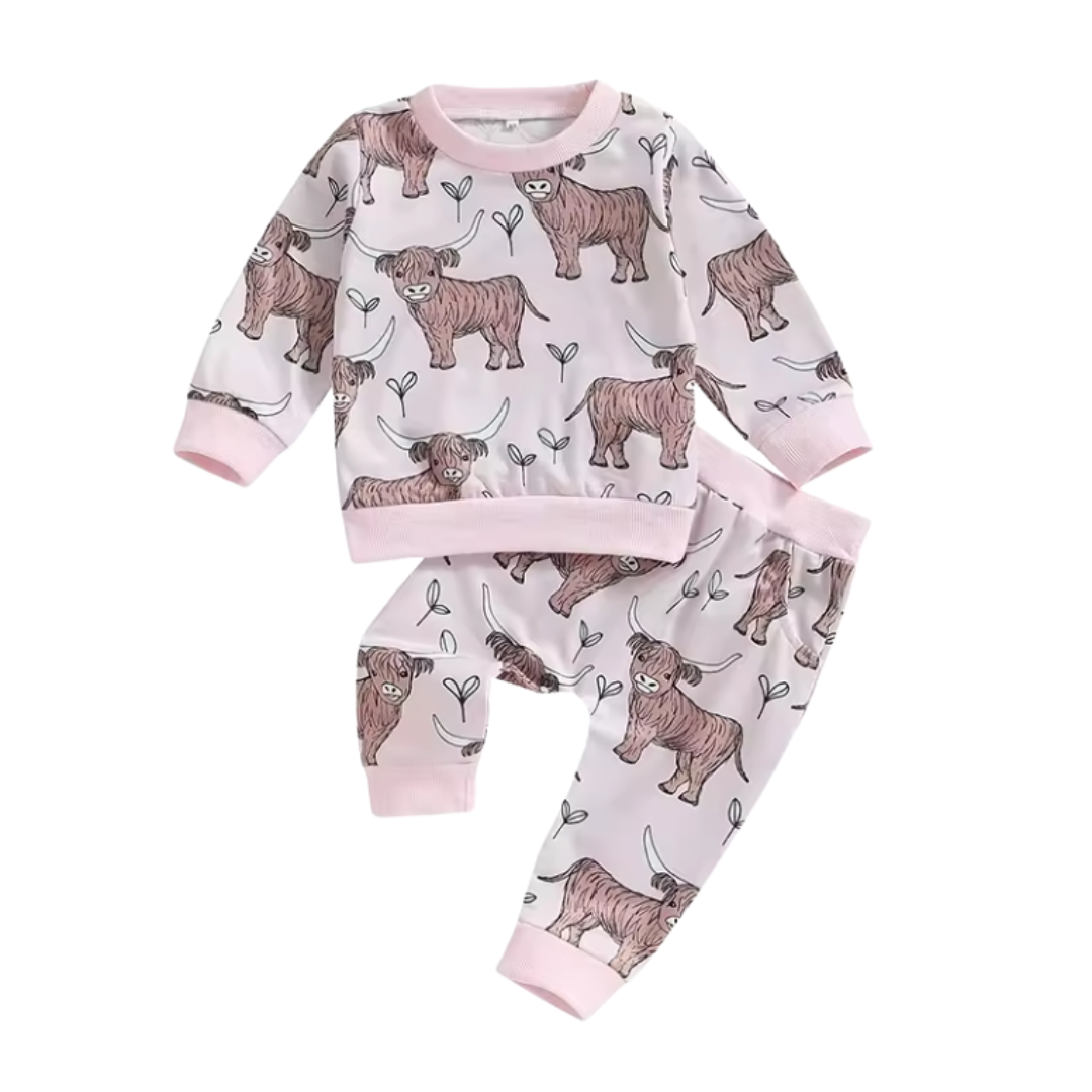 Highland Cow Pink Lounge Set