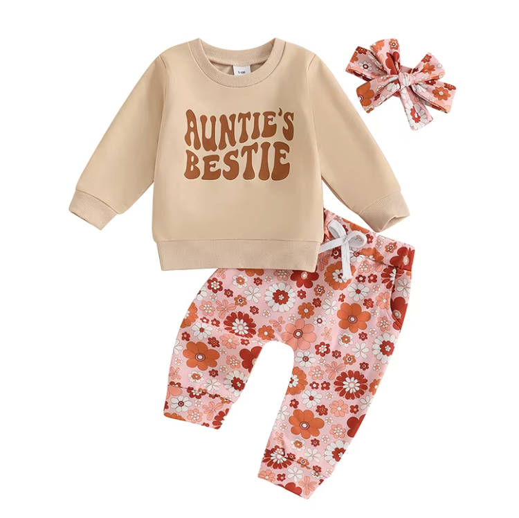 Auntie's Bestie Floral Pants Lounge Set