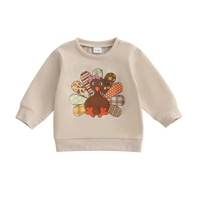 Patchwork Feather Turkey Crewneck
