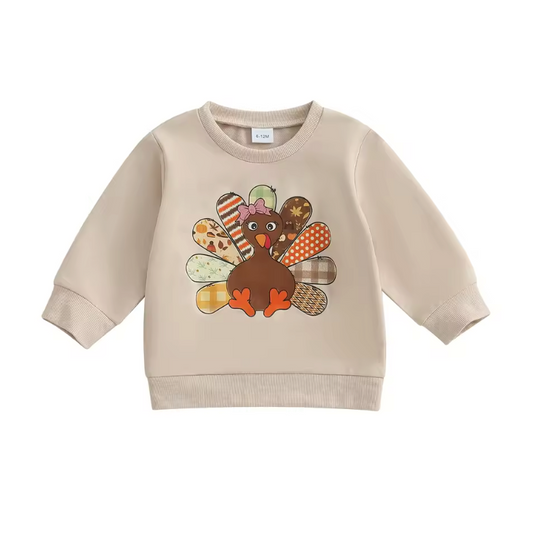 Patchwork Feather Turkey Crewneck