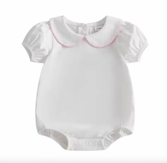 White Puff Sleeve Bubble Romper