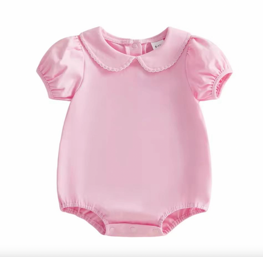 Pink Puff Sleeve Bubble Romper
