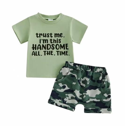 Handsome Green Tee Short Set