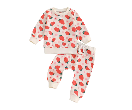 Beige Strawberry Pink Daisy Lounge Set