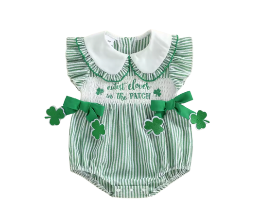Cutest Clover in the Patch Smocked Bow Romper