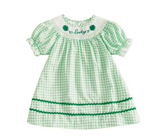 Lucky Smocked Gingham Dress