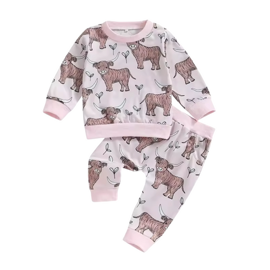 Highland Cow Pink Lounge Set