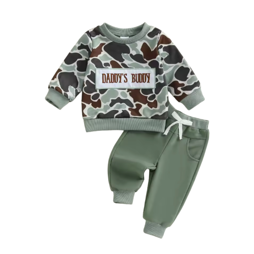 Embroidered Camo Daddy's Buddy Crewneck Lounge Set