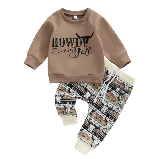 Brown Howdy Y'all Lounge Set